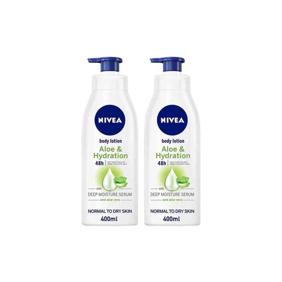 NIVEA Body Lotion Moisturizer Soothing Aloe Vera Hydration 400ml Pack of 2 for all skin types