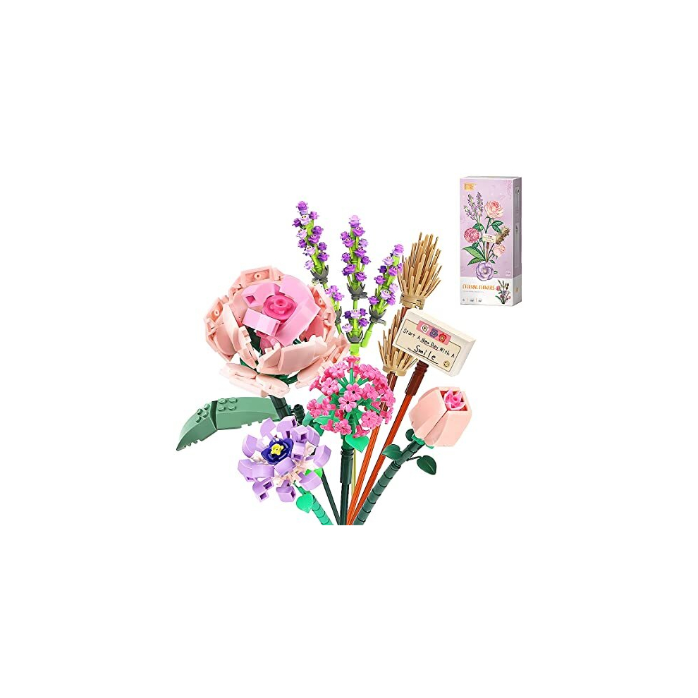 Mini Bricks Flower Bouquet Building Kit Sets, Artificial Flowers Building Blocks, Decoration Home, 547 Pcs Creative Botanical Collection for Ages 8-12