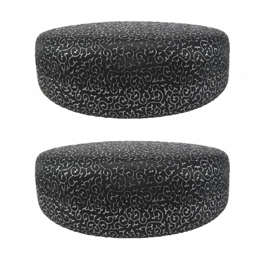 2X Large Clamshell Filigree Embossed Hard Sunglasses Case,Black&Silver