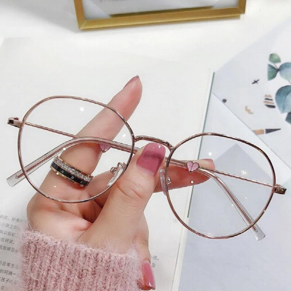 Anti-Blue Light Glasses Metal Thin Round Frame Heart Eyeglasses Eyes Protection for Girls Computer Spectacles-image-OPC-PCRMW5K-NEW