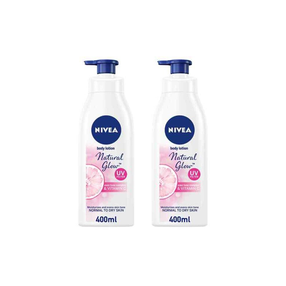 NIVEA Moisturiser  Even Tone Body and hand  Lotion Natural Glow 400ml Pack of 2