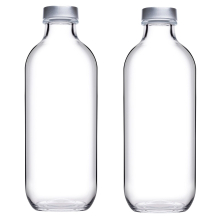 (2) 1/2/6 x Iconic 360ml Small Reusable Glass Water Drinking Bottle w/ Screw Cap Lid
