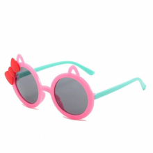 Round Kids Sunglasses Girls Cat Eye Ear Bow Sun Glasses Lovely Cat Children Baby Eyewear Gradient Eyeglasses UV400
