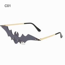 1pc Hot Women Bat Shaped Sunglasses Rimless Slim Sunglasses Novelty Metal Frame Sun Glasses Party Cosplay Eyewear