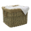 JVL Antiques Wash Canvas Lined Rectangle Log Basket with Rope Handles 6