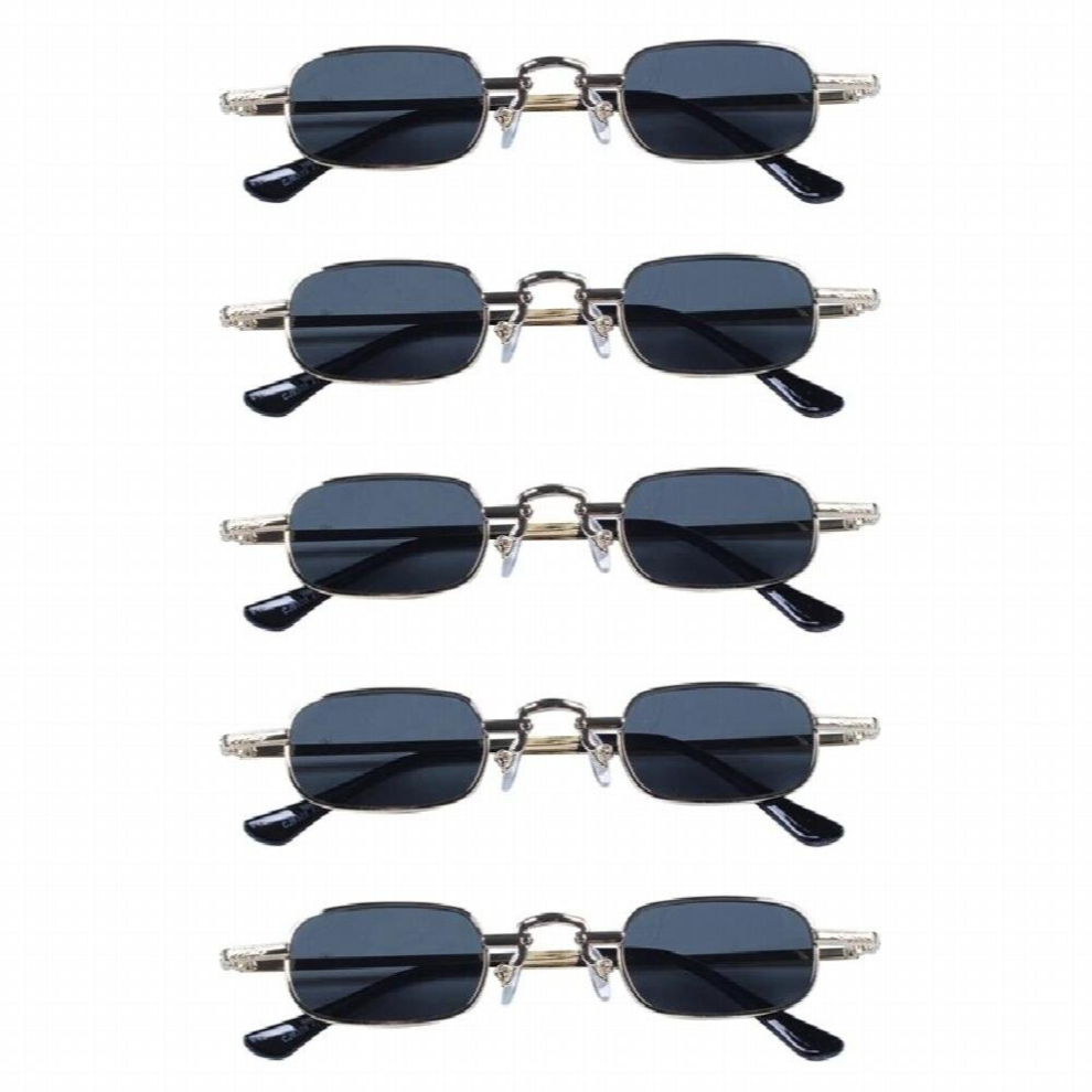 5X Retro Punk Glasses Clear Square Sunglasses Female Retro Sunglasses Men Metal Frame-Black Gray &-image-OPC-PCRN9MS-NEW