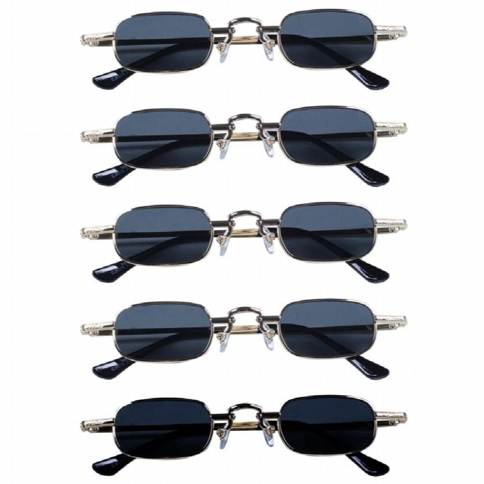 6X Retro Punk Glasses Clear Square Sunglasses Female Retro Sunglasses Men Metal Frame-Black Gray &-image-OPC-PCRN9P9-NEW