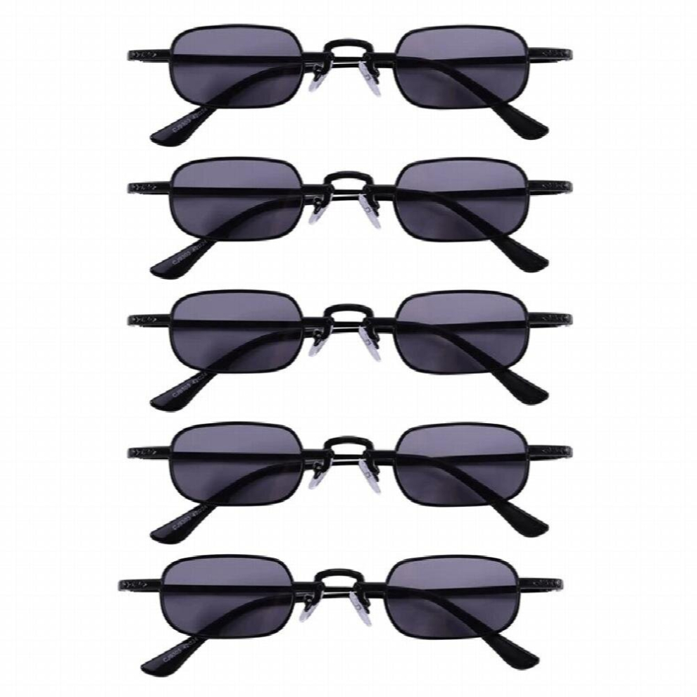 5X Retro Punk Glasses Clear Square Sunglasses Female Retro Sunglasses Men Metal Frame-Black & Gray-image-OPC-PCRN9PF-NEW