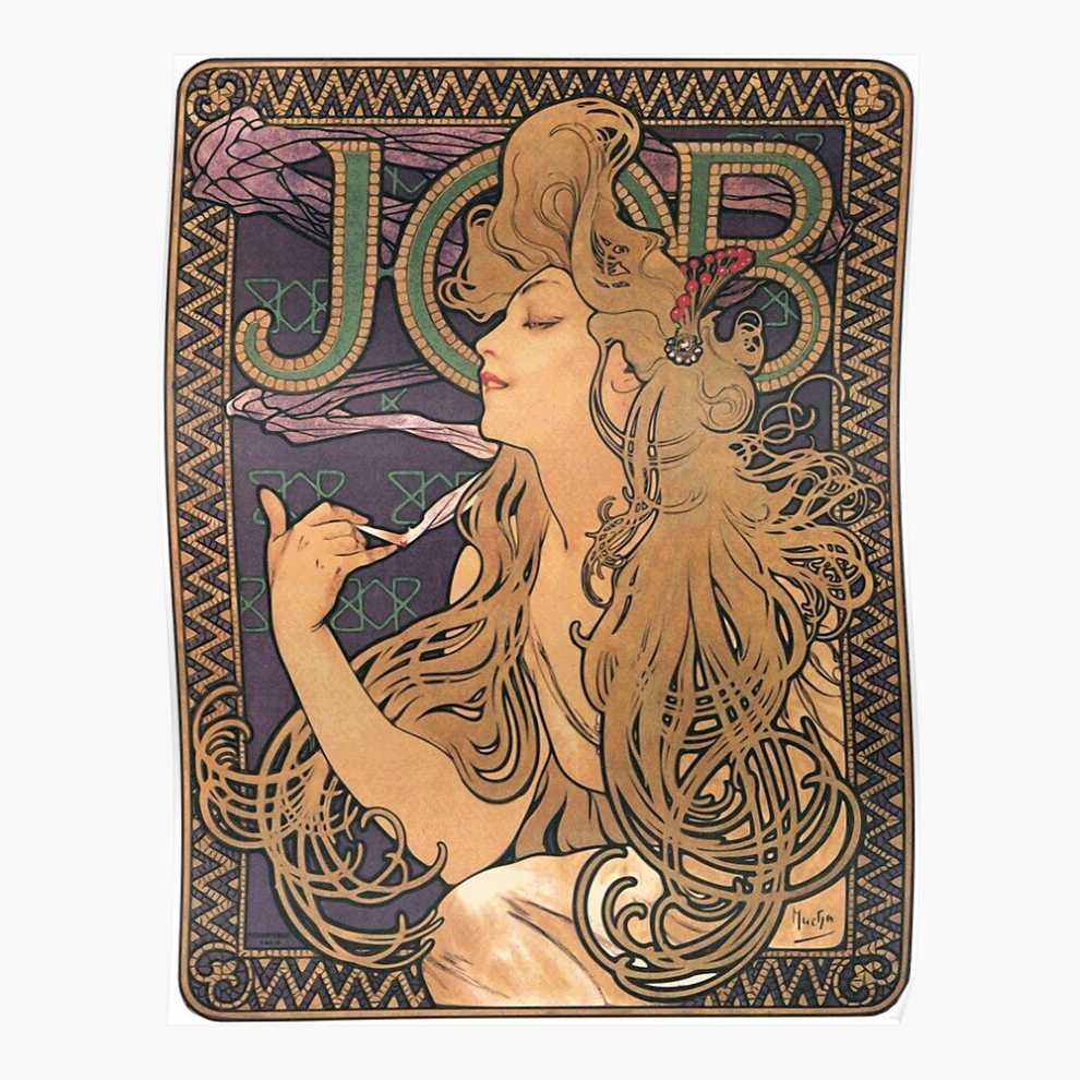 Posters Job, Alphonse Mucha 16x20 inch or 20x20 inch Wall Art Soccer Print