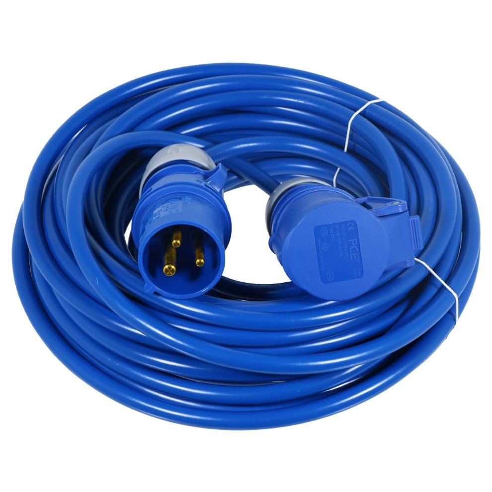 16A Extension Lead 14m 240V 2.5mm Heavy Duty Power Cable Cord 3-Pin 2P+E (Blue)