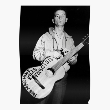 Woody Guthrie This Machine Kills Fascists Poster - Vintage Soccer Wall Art, 16x20 or 20x20, Unframed