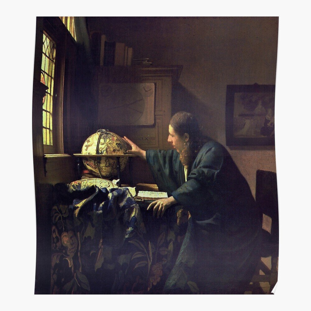 Whibos Posters The Astronomer - Johannes Vermeer 16X20 Inch Or 20X20 Inch Wall Art Soccer Print