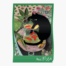 Matisse-Inspired Goldfish & Cat Soccer Poster - 16x20 or 20x20 Unframed Wall Art