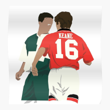 Roy Keane & Robbie Fowler Soccer Poster - Vintage 16x20 or 20x20 Inches Wall Art Print