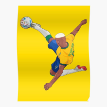 Posters RICHARLISON BRAZIL NATIONAL WORLD CUP 2022 16x20 inch or 20x20 inch Wall Art Soccer Print