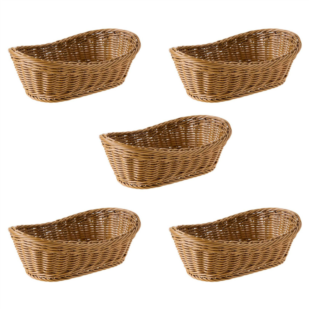 5X Oval Wicker Woven Basket Bread Basket Serving Basket, 11 Inch Storage Basket for Food Fruit Cosmetic Storage Table