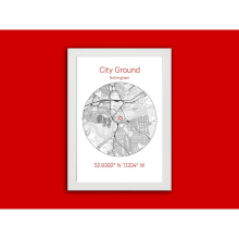 Nottingham Forest Stadium Map Poster - Football Wall Art Gift (16x20 or 20x20) Unframed