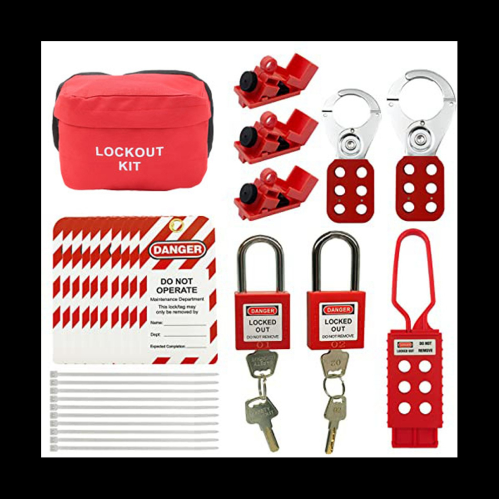 Electrical Lockout Tagout Kit -Lock Out Tag Kits with Hasps,Circuit Breaker Lock,Safety Padlock(2 Keys Per Lock)