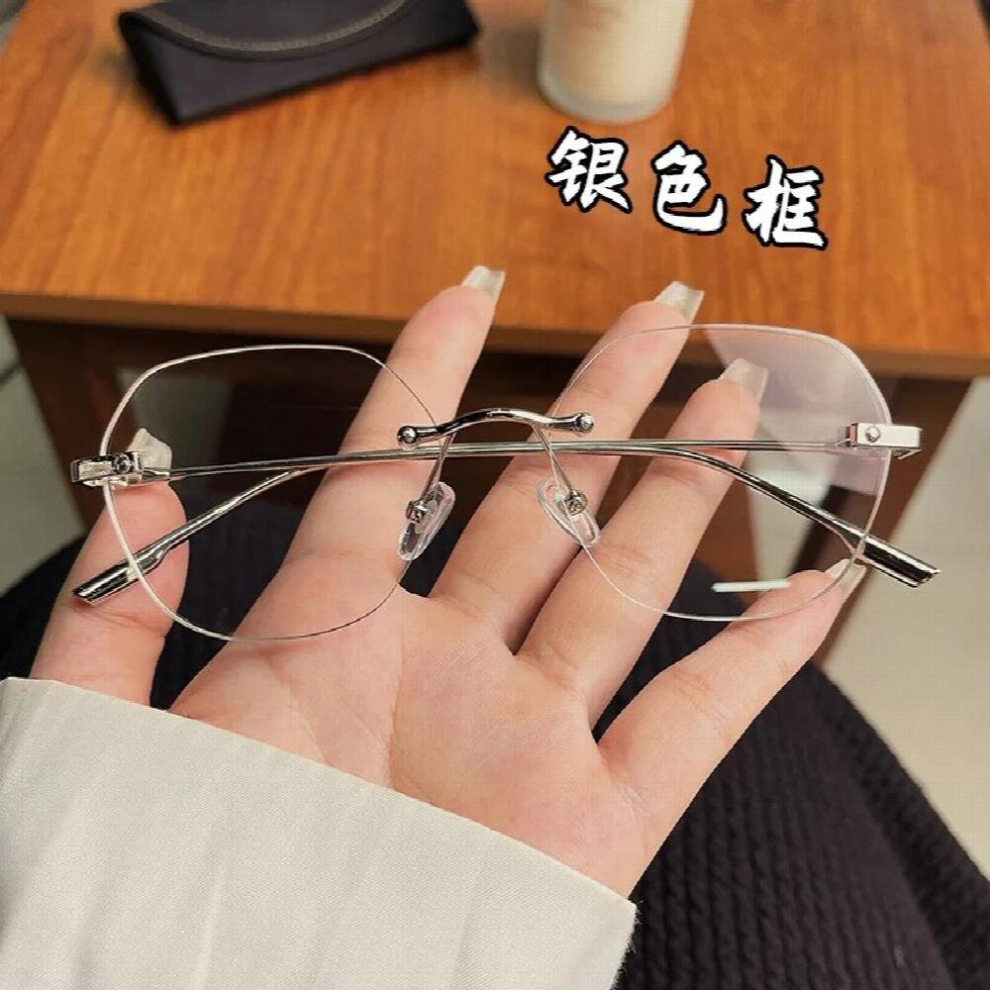 Multicoloured Rimless Anti Light Blocking Computer Glasses Women Men Clear Lens Eyeglasses Decorative Glasses Frameless Optical Eyewear
