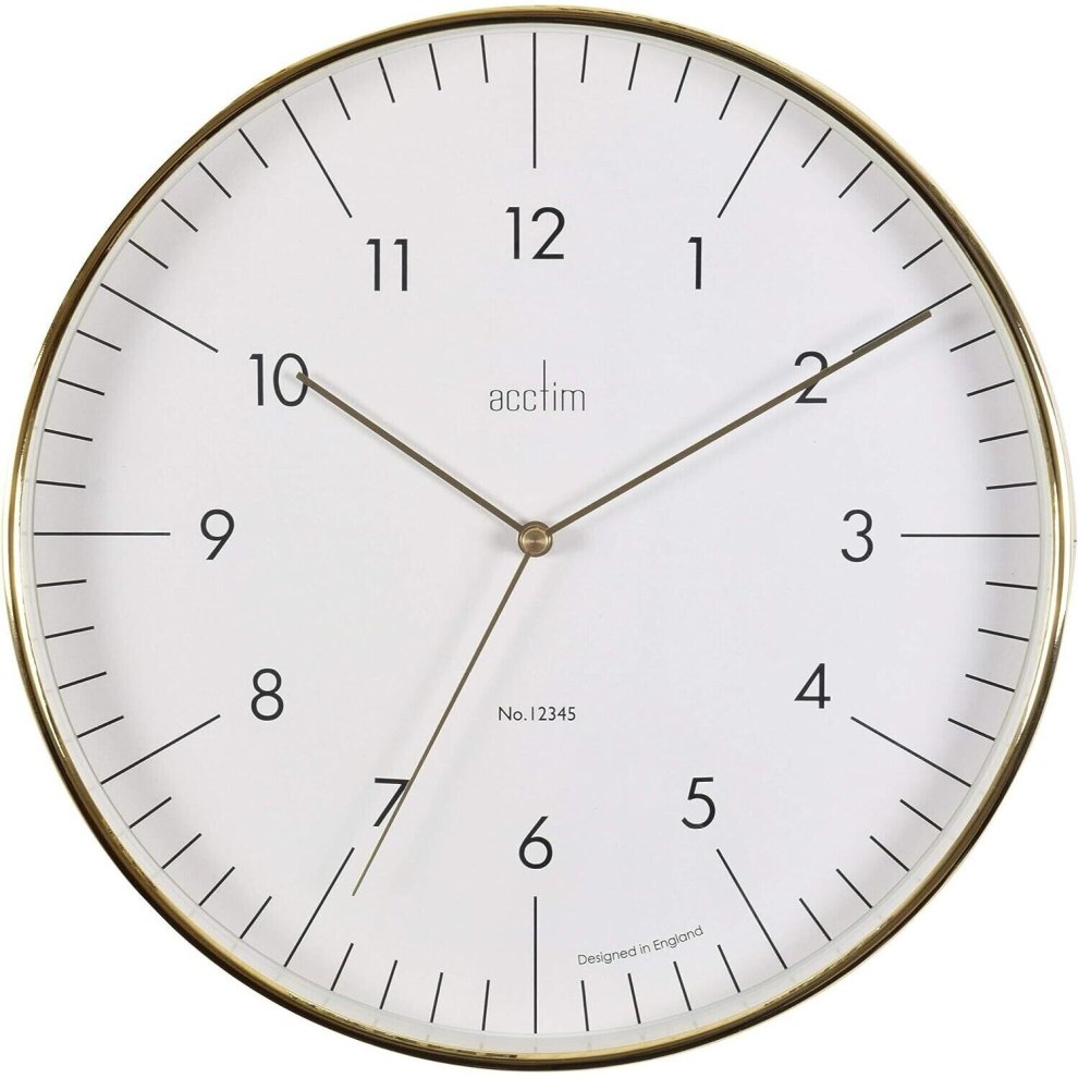 Acctim RETRO Arabic Dial Gold Finish Round Wall Clock With Silent Sweep 30cm