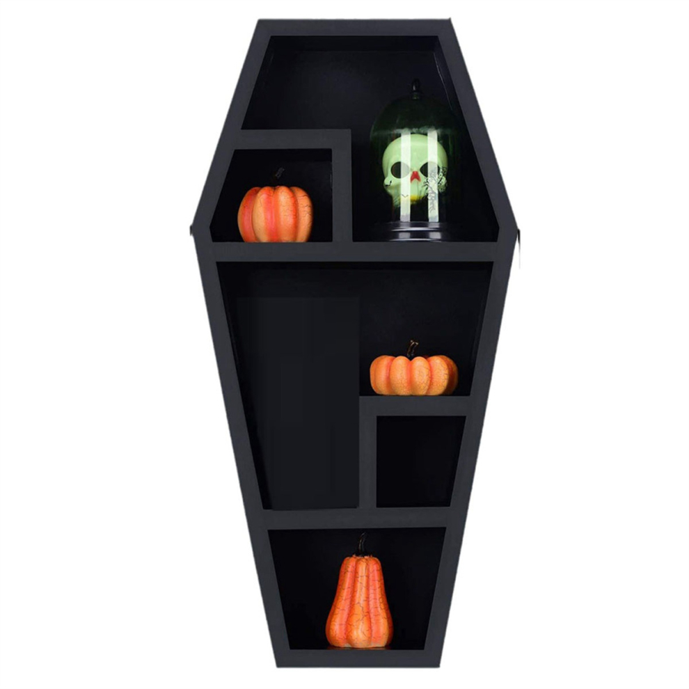 Coffin Shelf - Solid PVC Black Floating Wall Shelves for Home Bedroom Living Room Bathroom - Spooky Gothic Decor