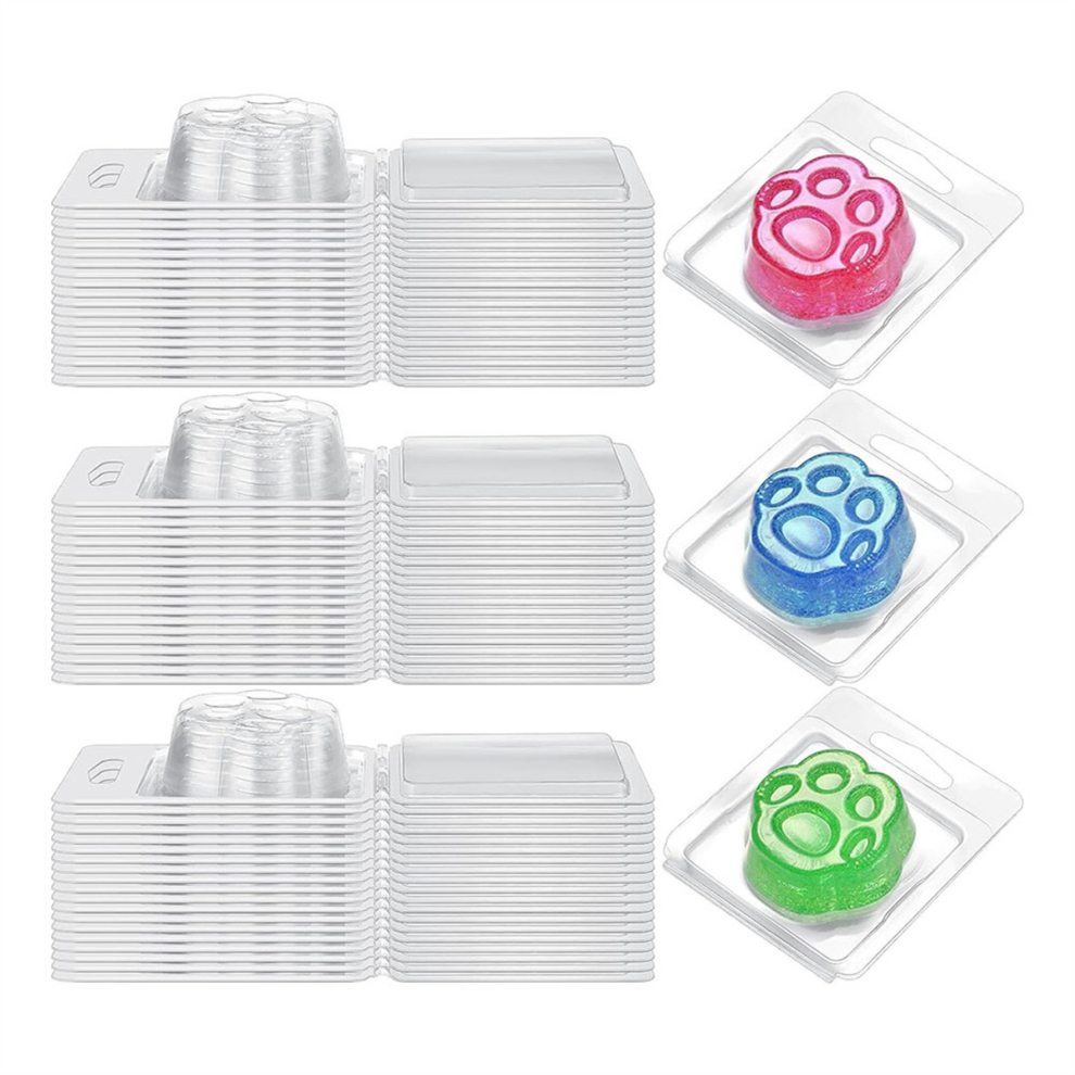 100Pack Wax Melt Container 1.3 Oz,Wax Melt Single Cube Flip Top Clear Empty Plastic Cube Tray for Waxless Tart Candles B