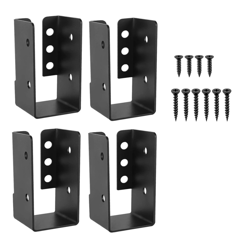 Concealed Joist Hanger 4Pcs,2Inx4in Outdoor Concealed-Flange Light Joist Bracket, Q235b Steel Powder-Coated Joist Hanger 4762199959632