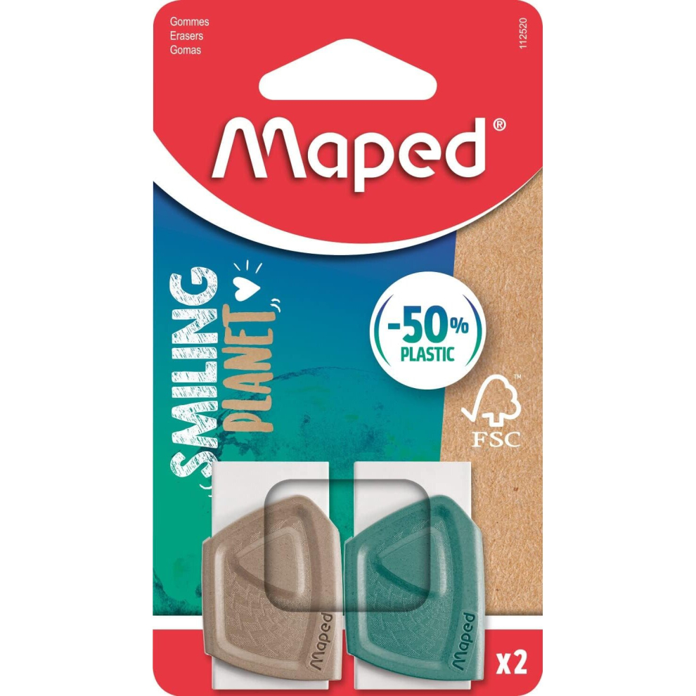 Maped Smiling Planet - The Sustainable Eraser x2 , Brown/turquoise.-image-OPC-PCRP99C-NEW