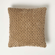 (Taupe) Sofia Pleated Velvet Cushion