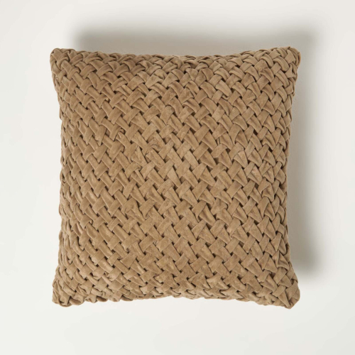 Homescapes (Taupe) Sofia Pleated Velvet Cushion
