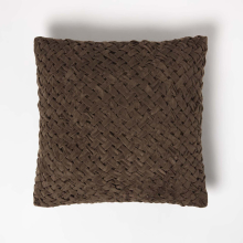 (Brown) Sofia Pleated Velvet Cushion
