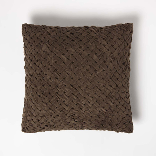 Homescapes (Brown) Sofia Pleated Velvet Cushion