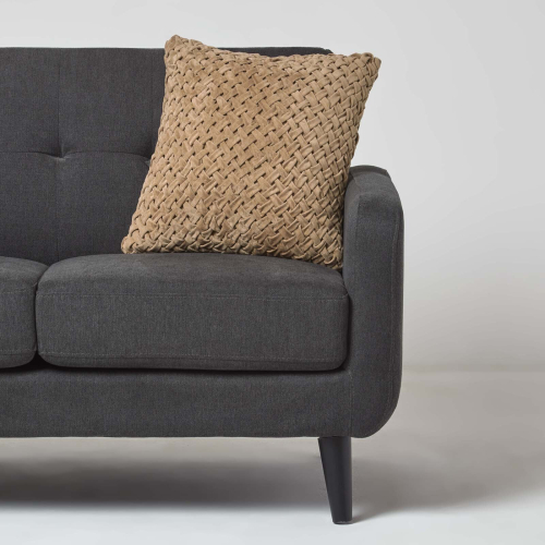 Homescapes (Taupe) Sofia Pleated Velvet Cushion 1