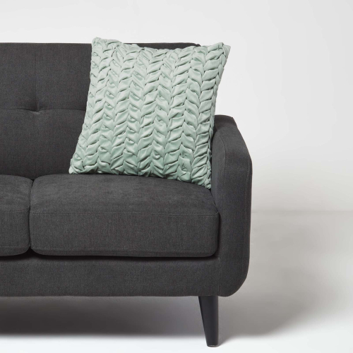 Homescapes (Green) Grace Pleated Velvet Cushion 1