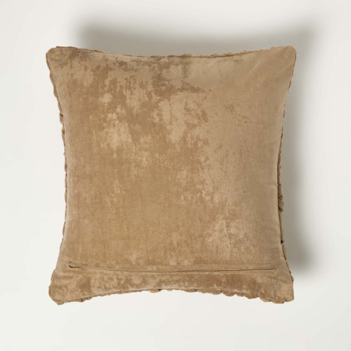 Homescapes (Taupe) Sofia Pleated Velvet Cushion 2