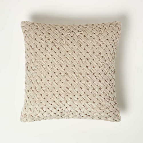 Homescapes (Cream) Sofia Pleated Velvet Cushion