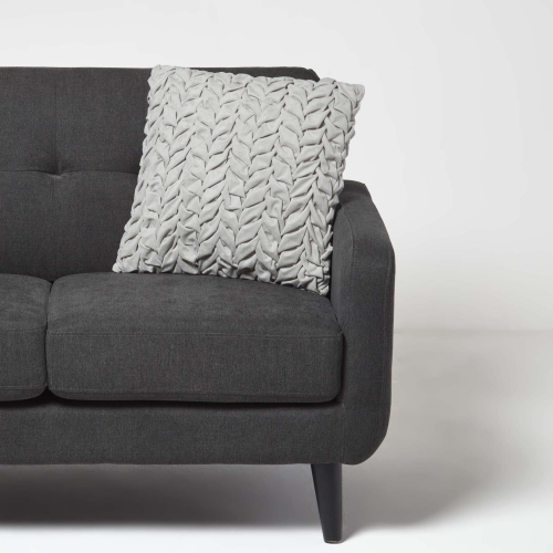 Homescapes (Grey) Grace Pleated Velvet Cushion 1