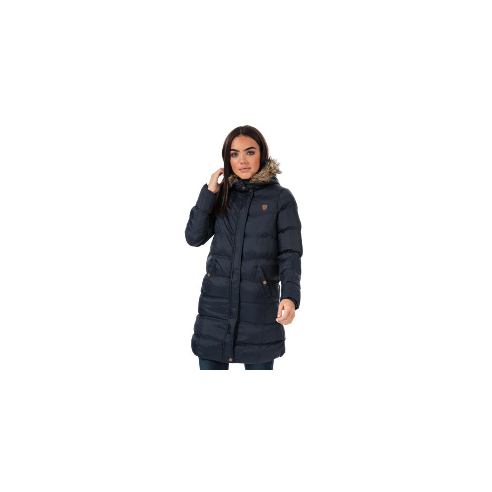 Women's Brave Soul Hoplong Padded Jacket in Blue UK 8