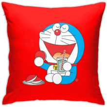 Soft Decorative Throw Pillow Cases Doraemon Red Square Pillowcase Comfy Cushion Cover Luxury Pillow Cover