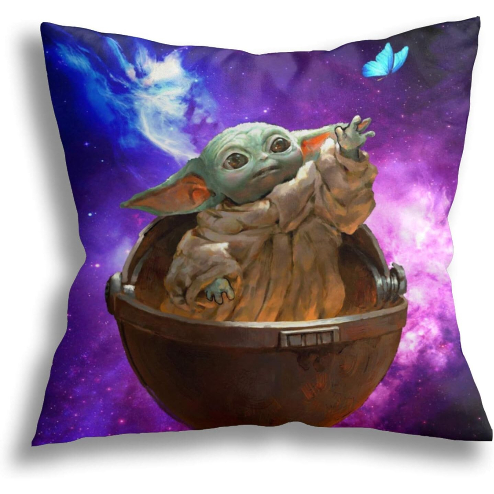 Kerota Baby Yoda Pillowcase Custom Soft Square Zippered Cushion Cover Decorative Casual Pillow Case Cover (18'' X 18'')-16X16 Inches