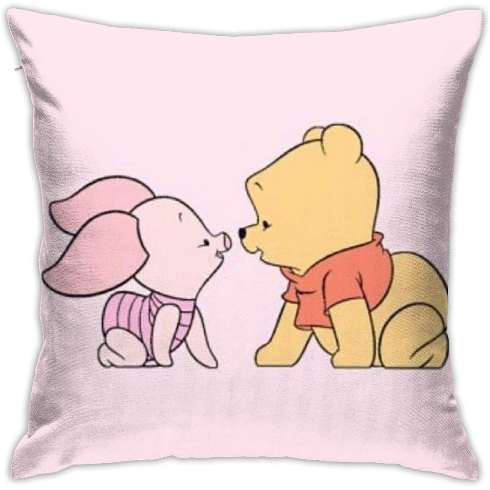 Pillowcase Winnie The Pooh with Pig Decorative Throw Pillow Covers Cushion Cover for Home Sofa (45cmx45cm)