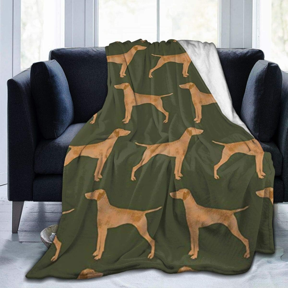 Green Vizsla Dog Throw Blanket Textured Solid Soft for Sofa Couch Decorative Blanket 203 x 152 cm/80 x 60 Inch-80x60 inch