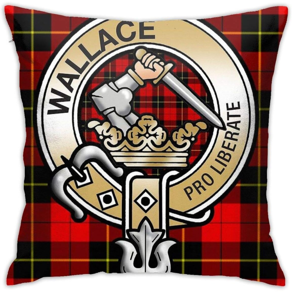 Wallace Clan Crest Pillowcase Home Decorative Throw Pillow Covers for Sofa Couch Cushion Pillow Cases 18x18 Inch