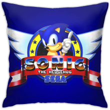 Sonic The Hedgehog Logo Anime Luxury Breathable Cushion Cover, 18x18 Inch Home Living Room Sofa Car Seat Decoration Pillowcase