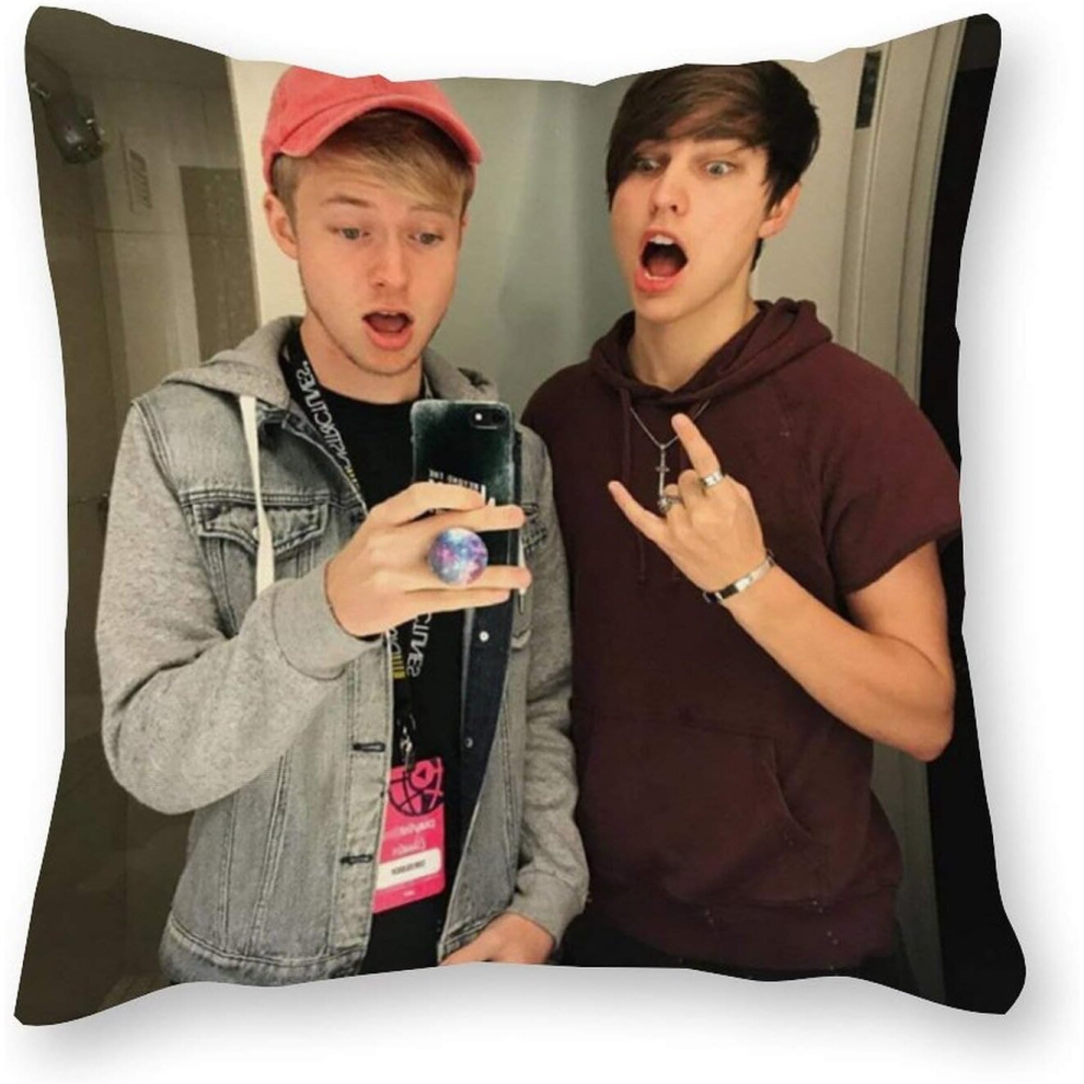 Sam and Colby Cushion Pillow - Pop Art - Canvas Pillowcase Single - Without Filling pad - 40x40cm (Cover only)