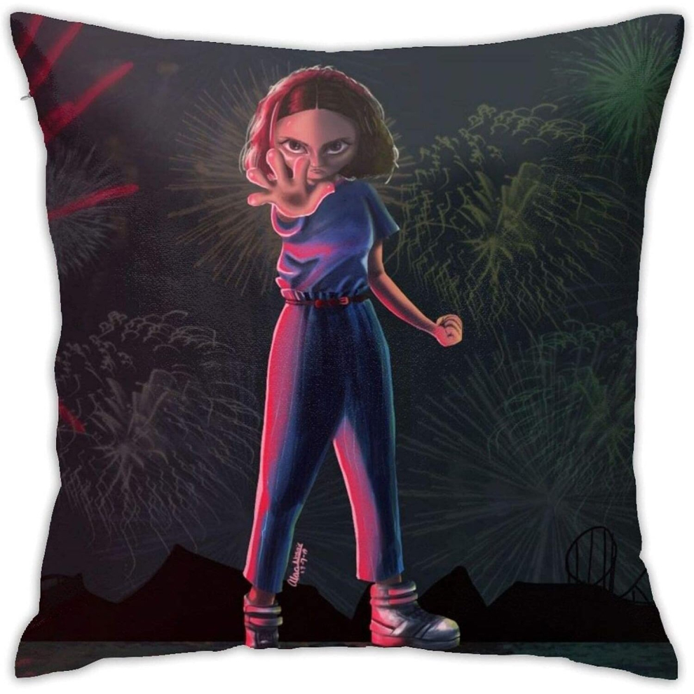 ST Eleven Pillow Covers Millie Bobby Brown Pillow Cases Indoor Outdoor (18x18 Inch)-image-OPC-PCRQ98W-NEW