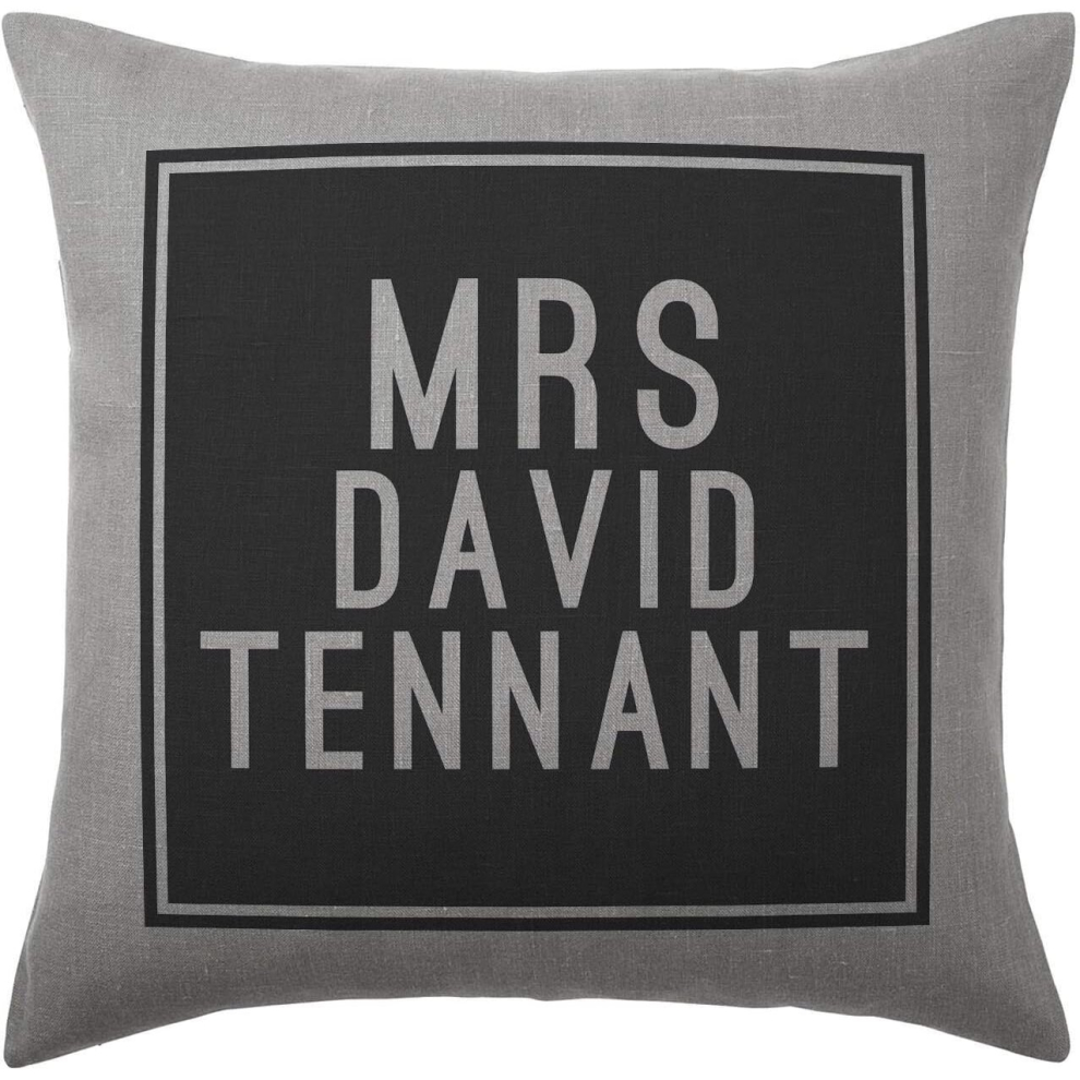 David Tennant Cushion Pillow - Silver Grey - 100% Polyester - Available with or without filling pad - 40x40cm (Cover and filling pad)-Cover only