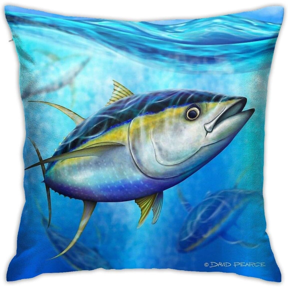 Yellowfin Tuna Out of The Blue Pillowcase Home Decorative Throw Pillow Covers for Sofa Couch Cushion Pillow Cases 18x18 Inch-image-OPC-PCRQHPC-NEW