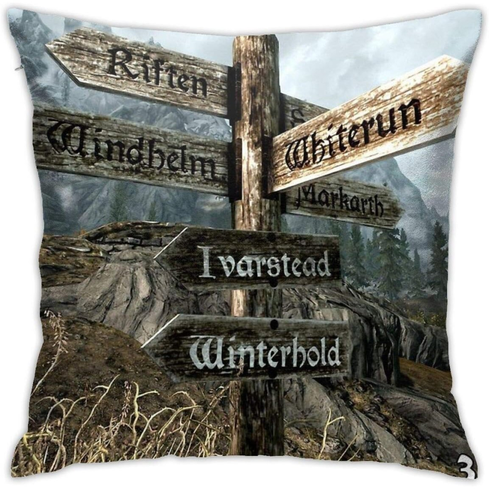 Skyrim  Directions1 Cushion Throw Pillow Cover Decorative Pillow Case For Sofa Bedroom 45CM*45CM