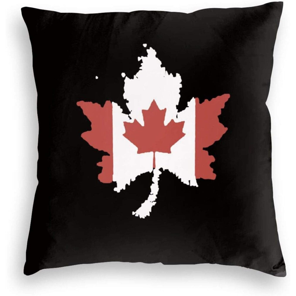 Canada Flag Canadian Maple Leaf Cartoon Velvet Pillowcase Car Cushion Throw Sofa Pillow Cover Bed Pillow Cushion Cover(26"X26")-image-OPC-PCRQNFN-NEW